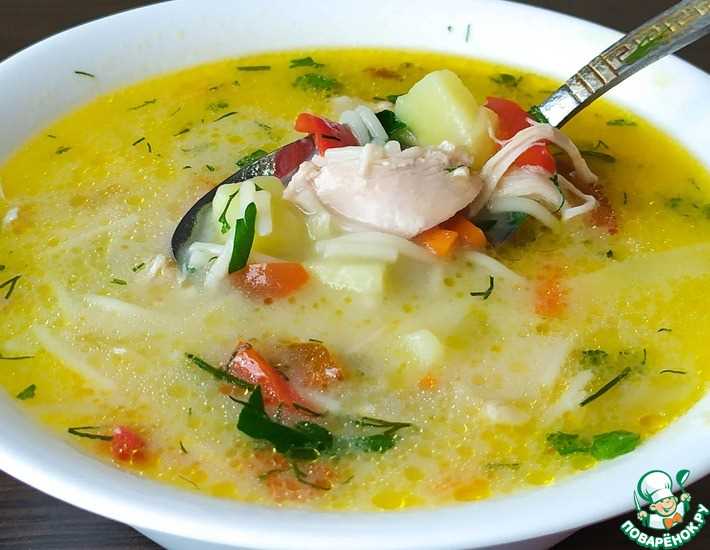 Грибной суп с куриной грудкой и шампиньонами